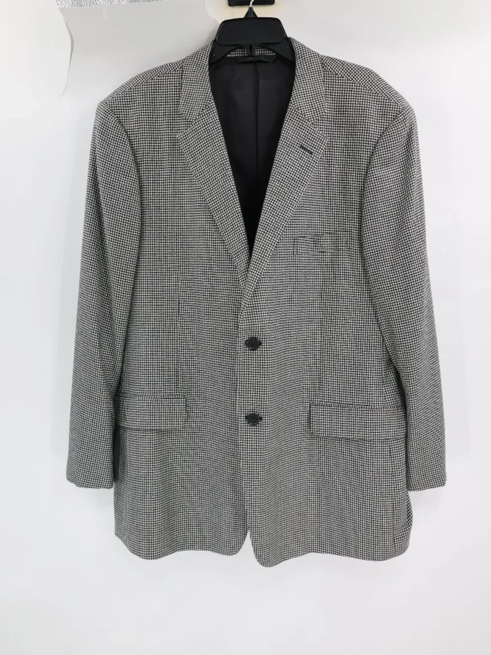 John W Nordstrom Loro Piana sport coat mens 48R Cashmere Houndstooth black white